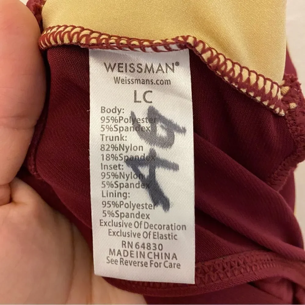 WEISSMAN Dance Costume burgundy red stretch Backing Down 11314 Child LC